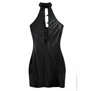 Black Faux Leather Look Dress – Size Small